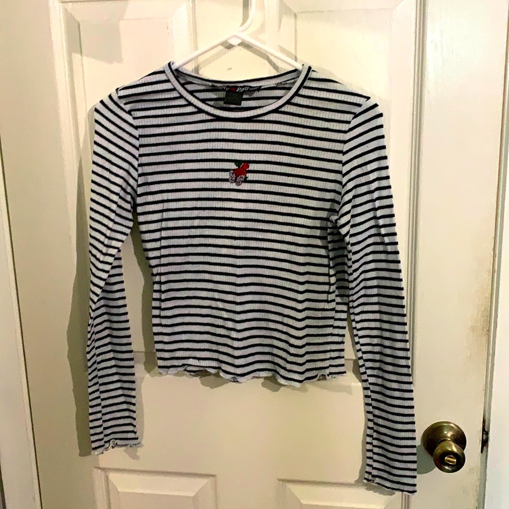 Black and white striped crop top